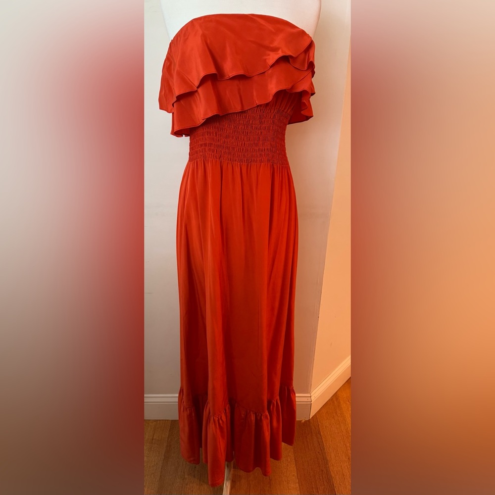 Jay Godfrey Silk Strapless Deep Orange Dress (Women’s 12)
